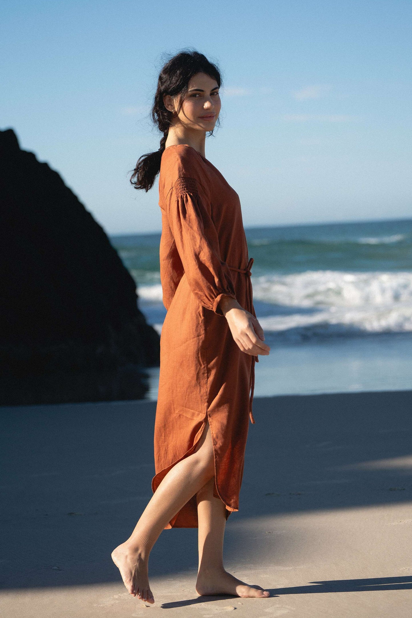 LILLY PILLY Skylar linen dress in Cajun