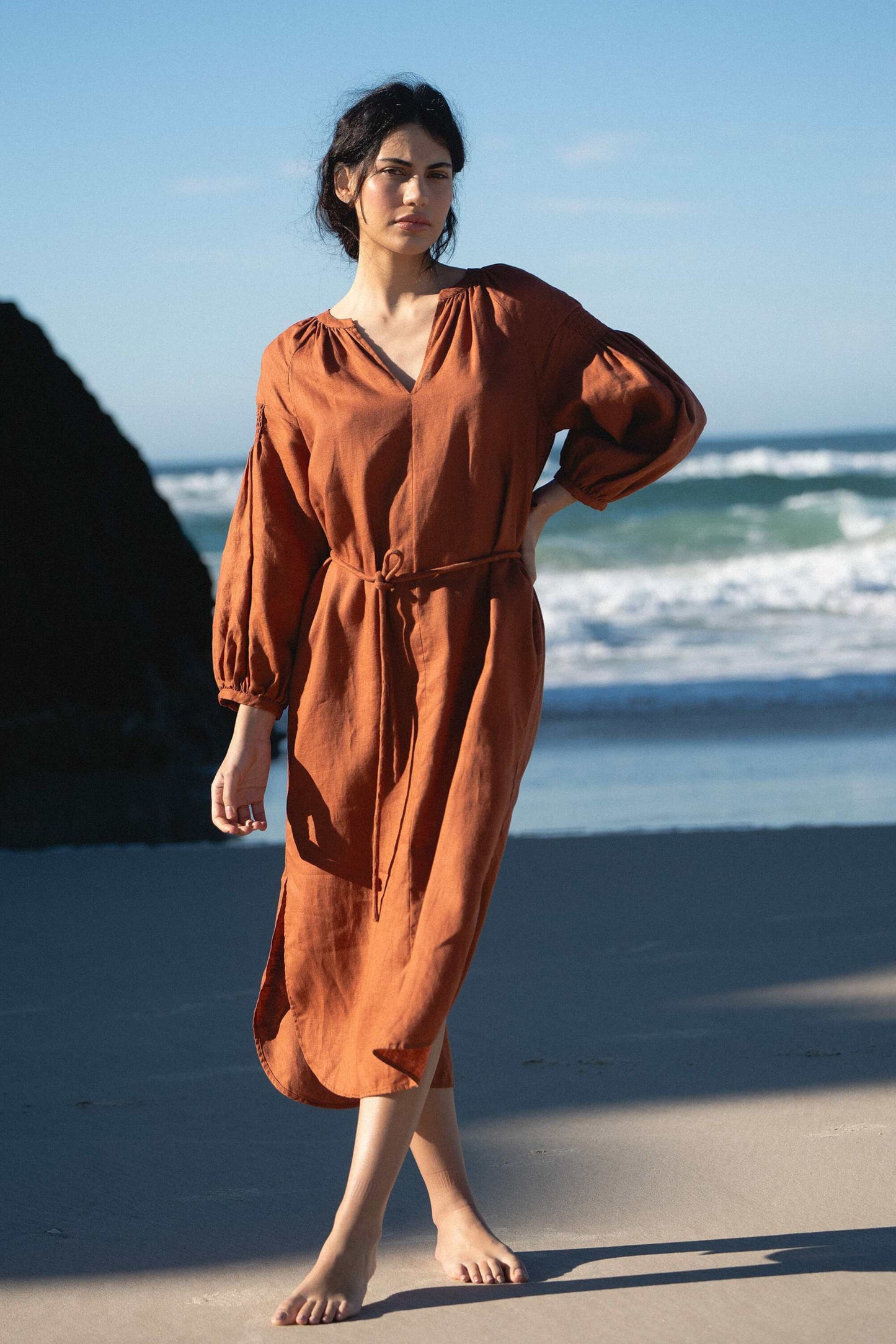 LILLY PILLY Skylar linen dress in Cajun