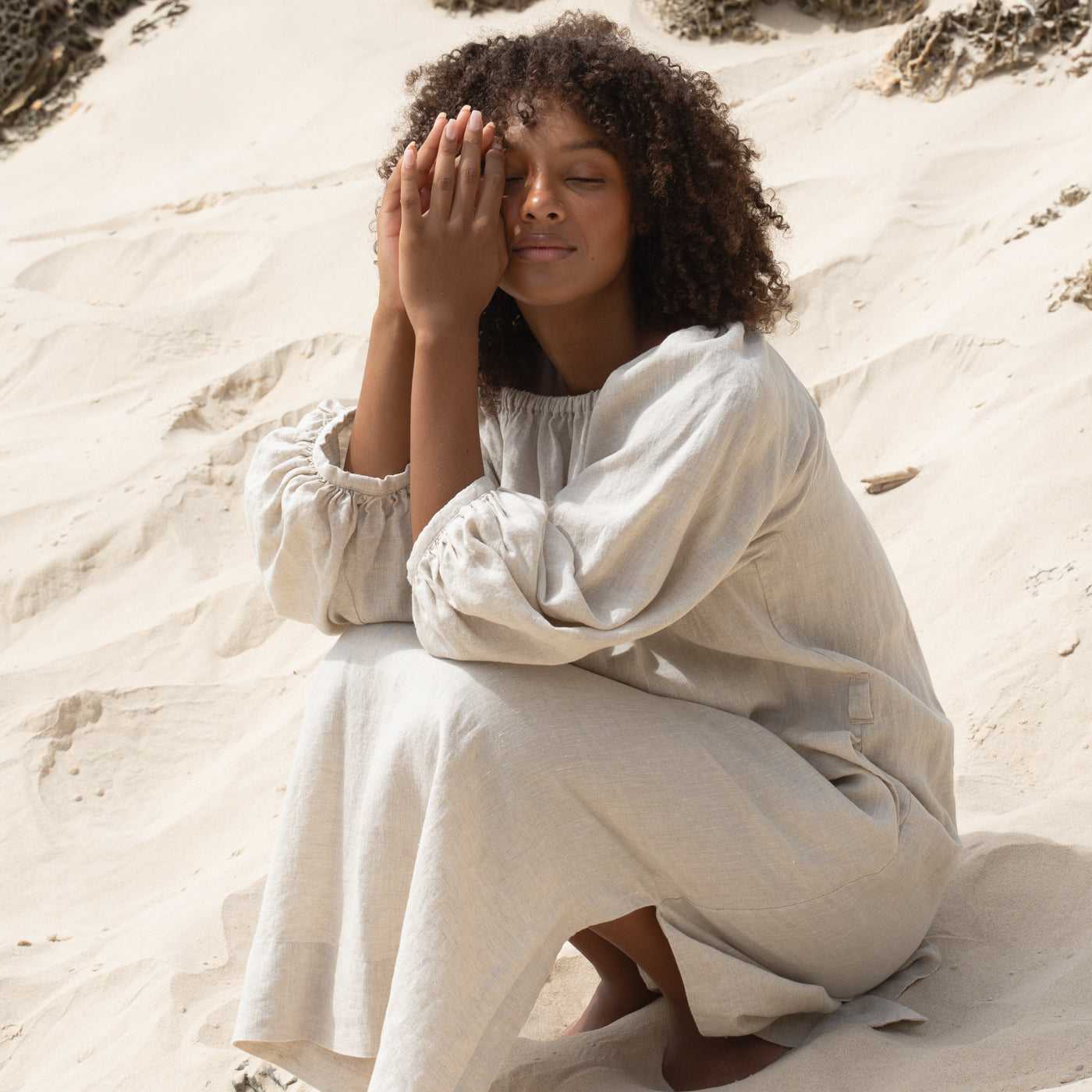 LILLY PILLY Lucia linen dress in Oatmeal