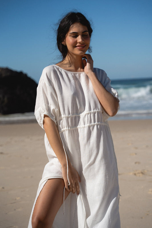 LILLY PILLY Valerie linen dress in Ivory