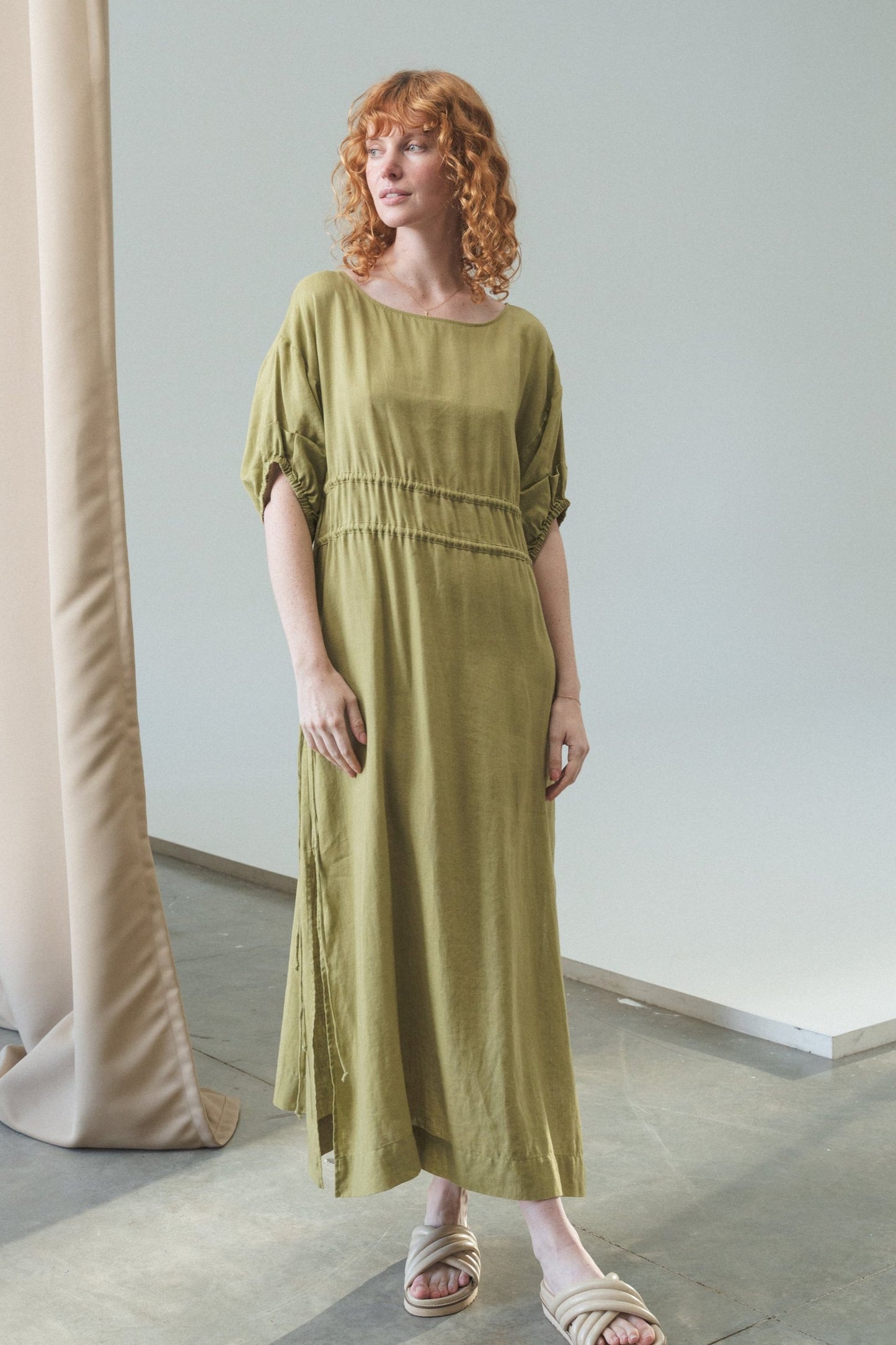 VALERIE OLIVE LINEN DRESS