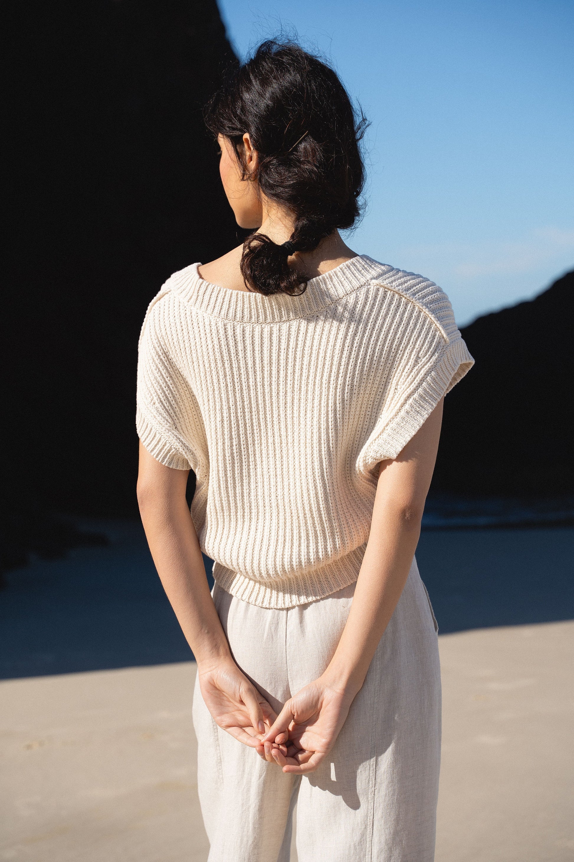 Elara Cottom Knit in Cream by LILLY PILLY - back
