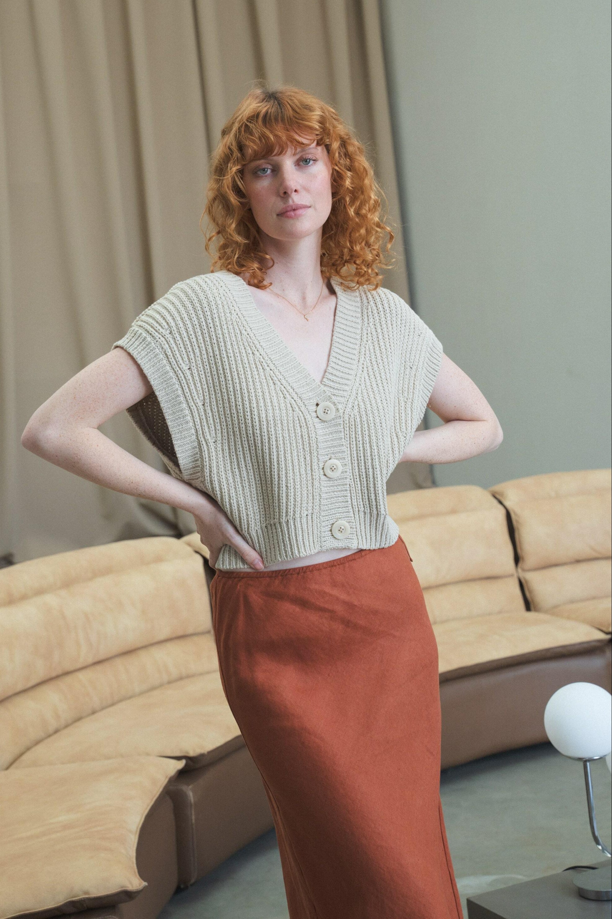 Elara Cottom Knit in Husk by LILLY PILLY - front