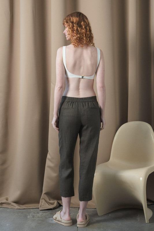 Emer Linen Pants in Khaki by LILLY PILLY - back