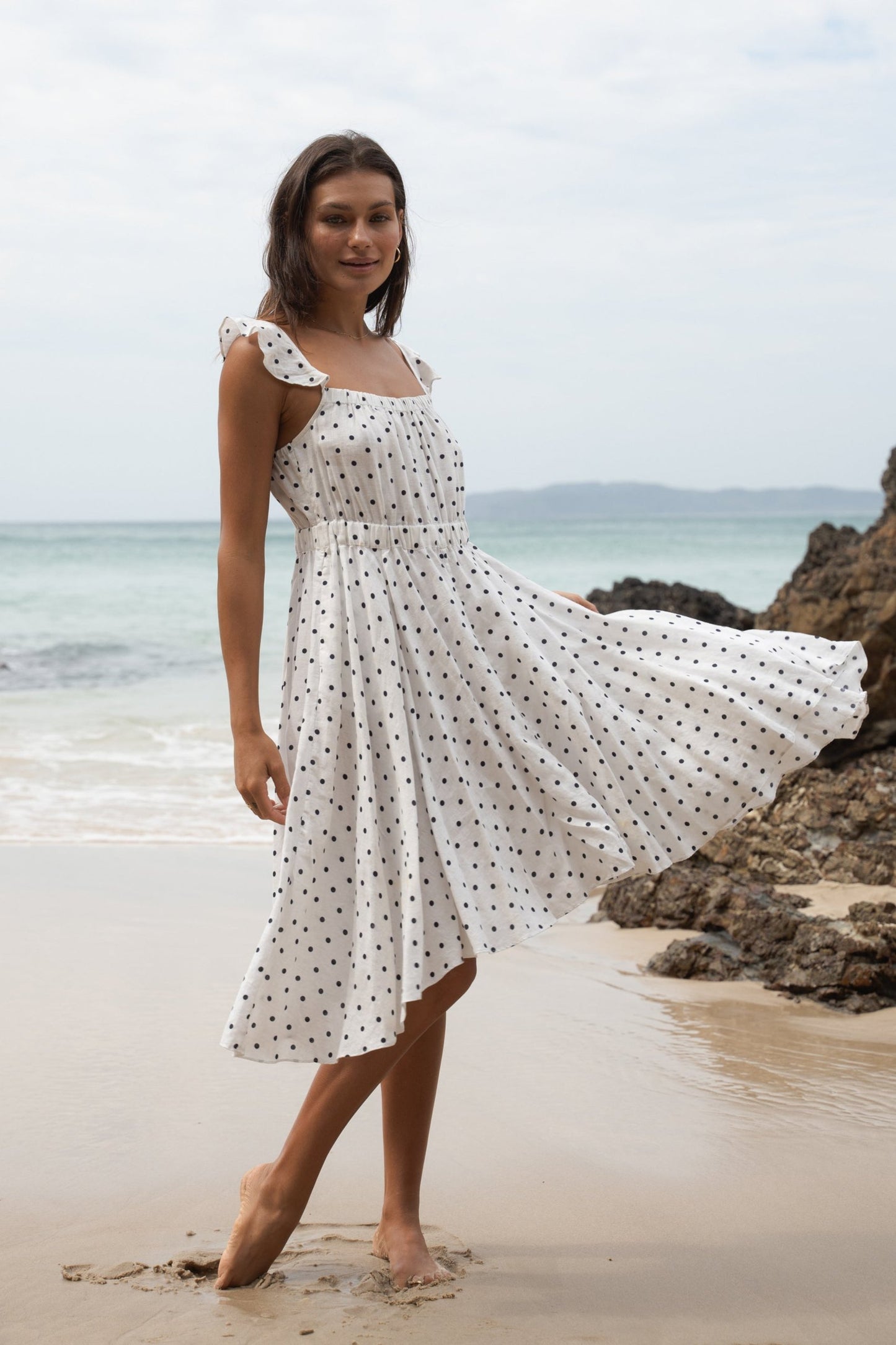 MIA POLKA DOT LINEN DRESS