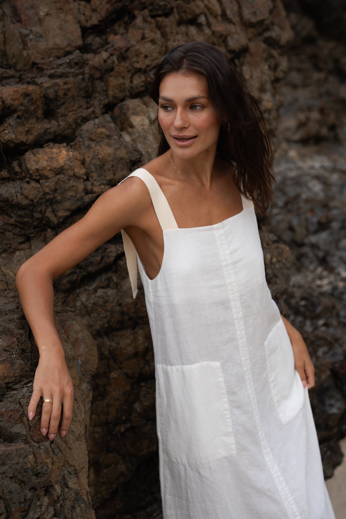 REMI IVORY LINEN DRESS