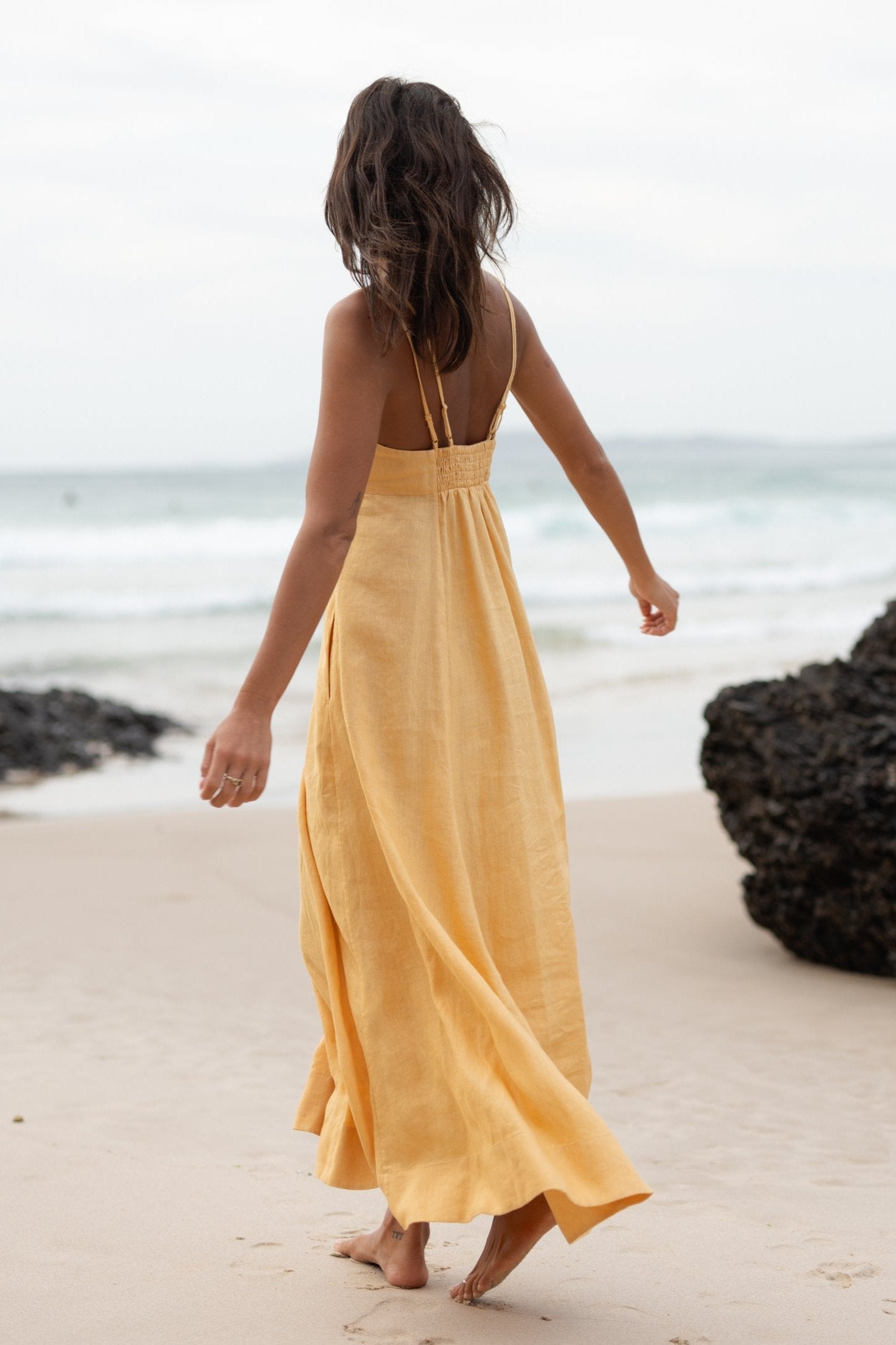 TORI BUTTER LINEN DRESS