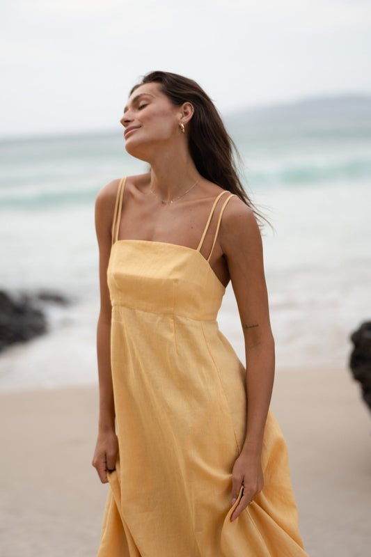 LILLY PILLY Tori linen dress in Butter