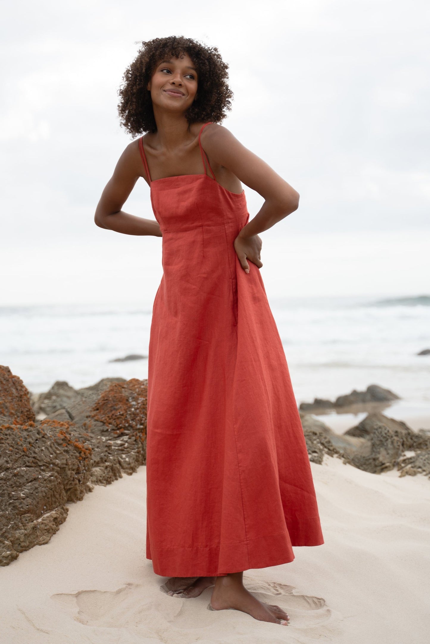 TORI HIBISCUS LINEN DRESS