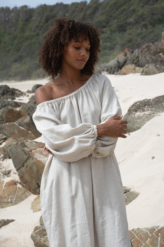 LUCIA OATMEAL LINEN DRESS