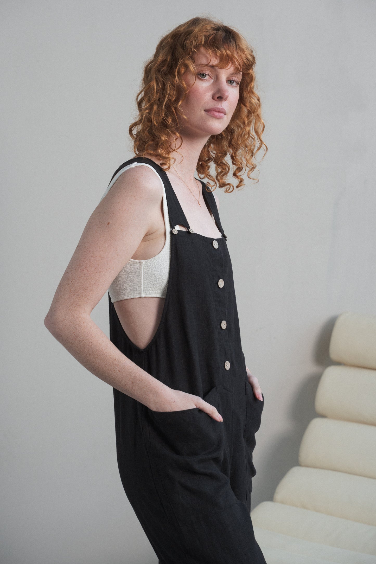 PIPER BLACK LINEN JUMPSUIT