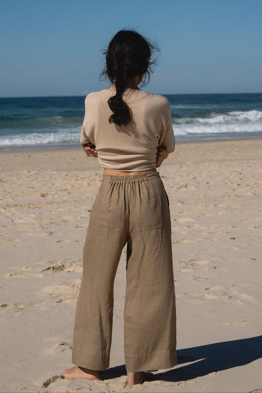 LILLY PILLY Ivy linen pants in Taupe