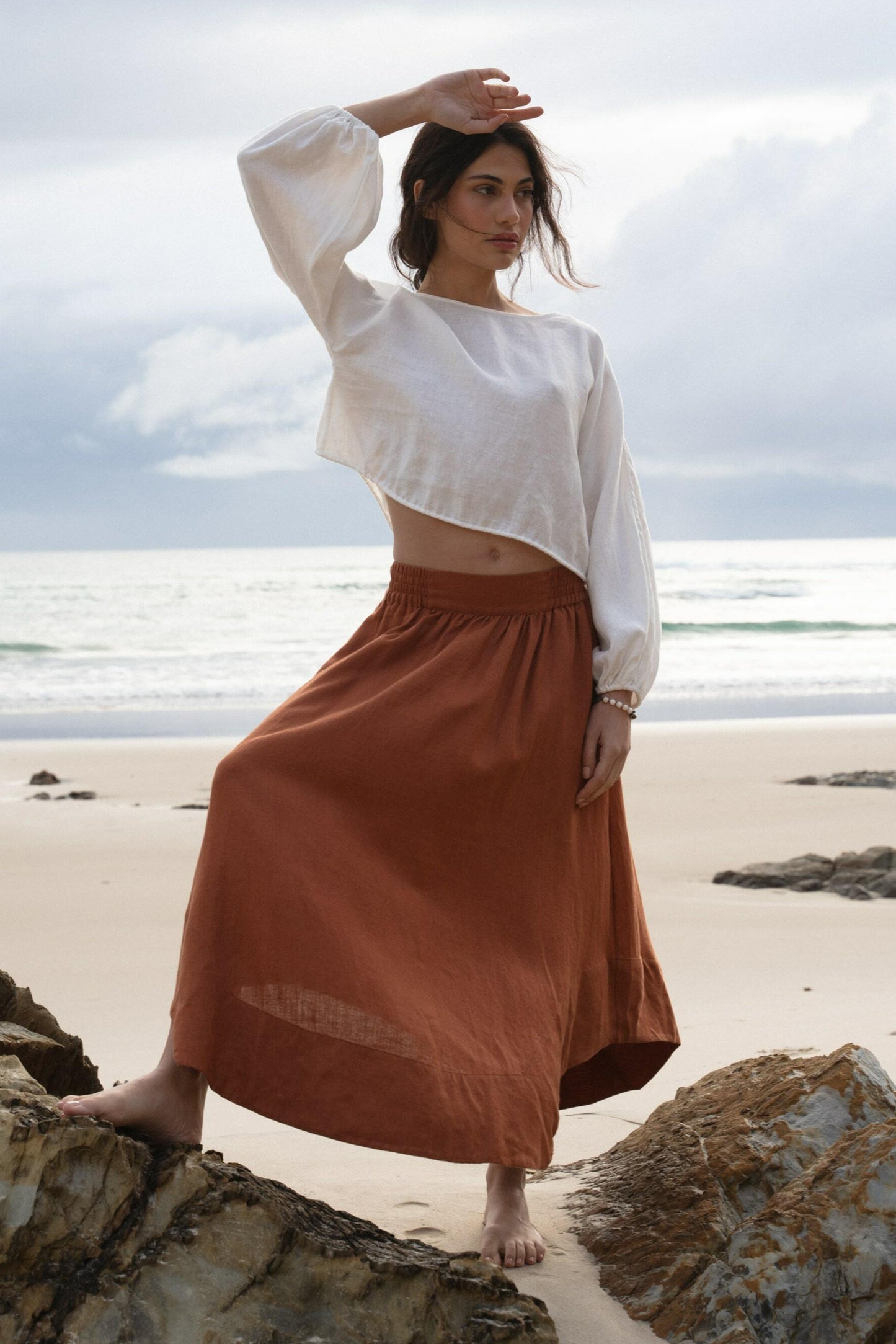 LILLY PILLY Hannah linen skirt in Cajun