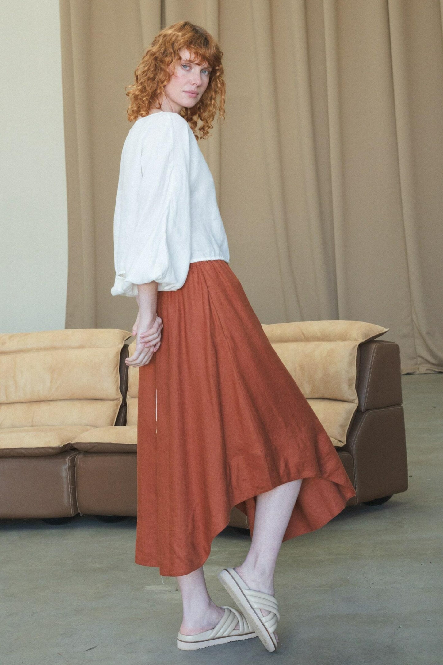 LILLY PILLY Hannah linen skirt in Cajun