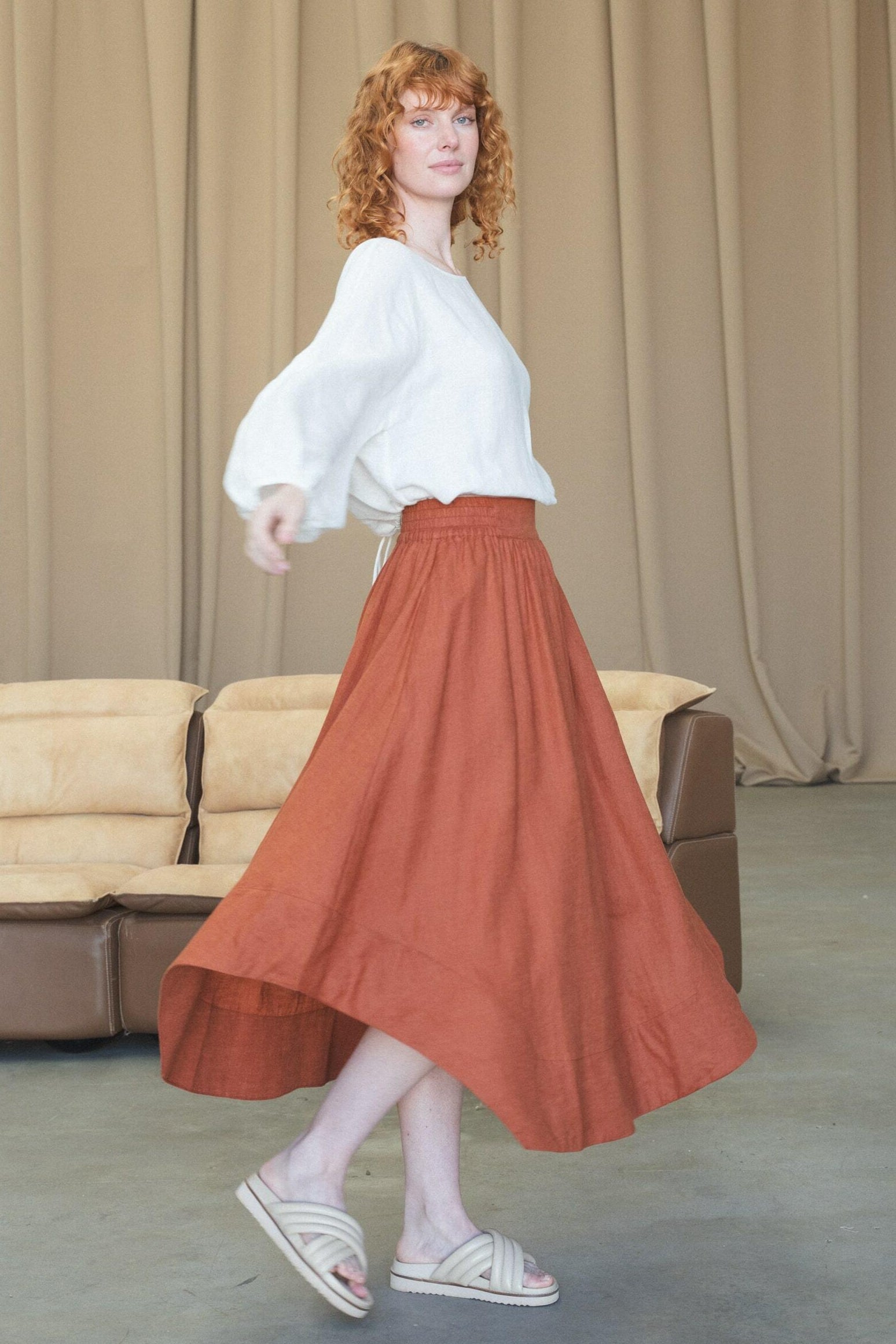 LILLY PILLY Hannah linen skirt in Cajun