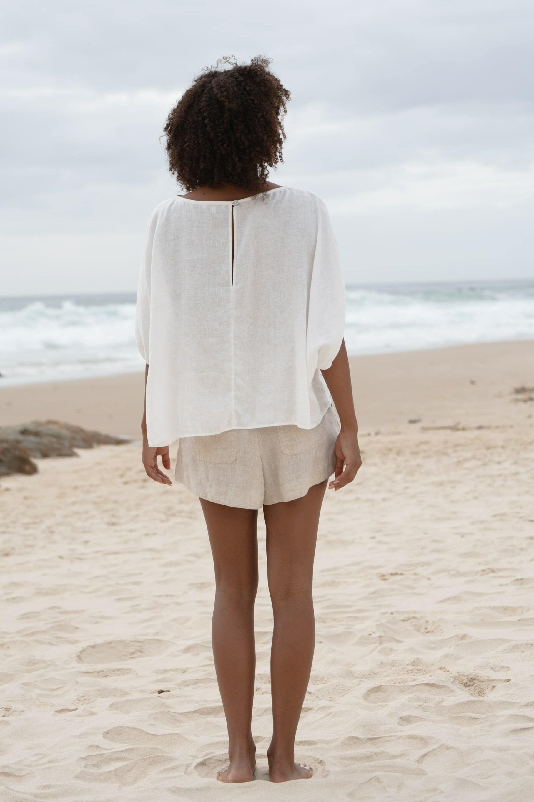 LILLY PILLY Tina linen top in Ivory