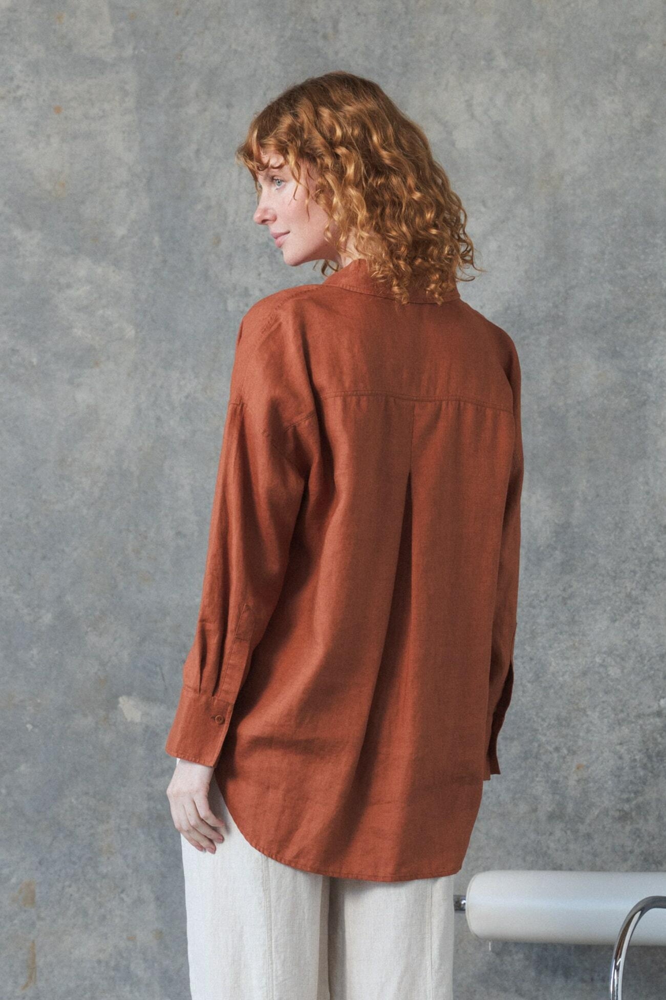 Lilly Pilly Collection Kirra shirt made from 100% Organic linen in Cajun