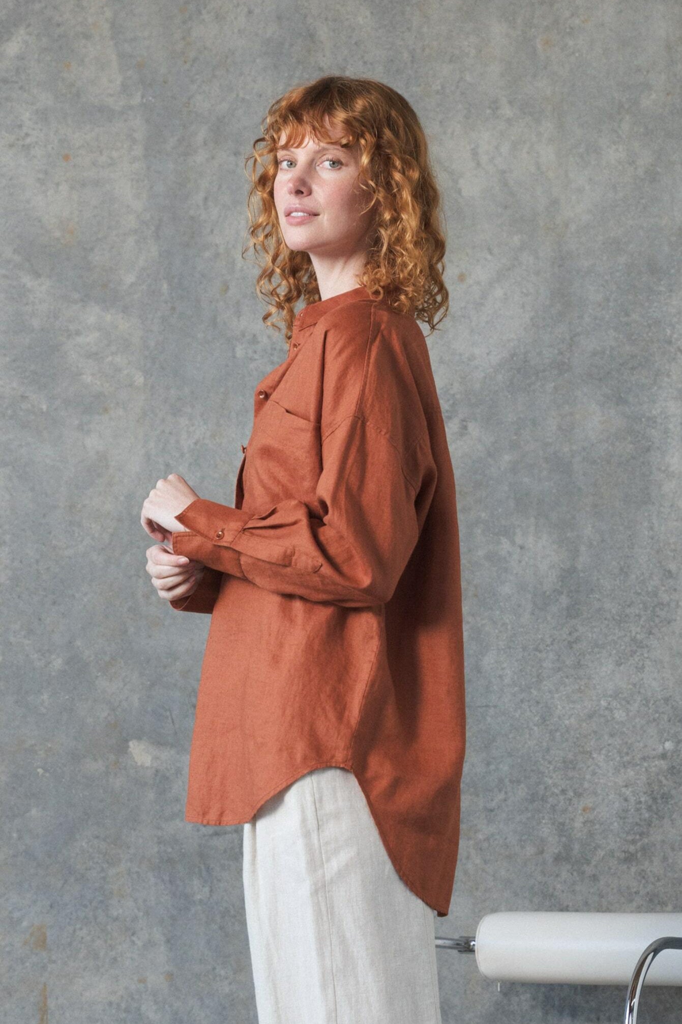 Lilly Pilly Collection Kirra shirt made from 100% Organic linen in Cajun