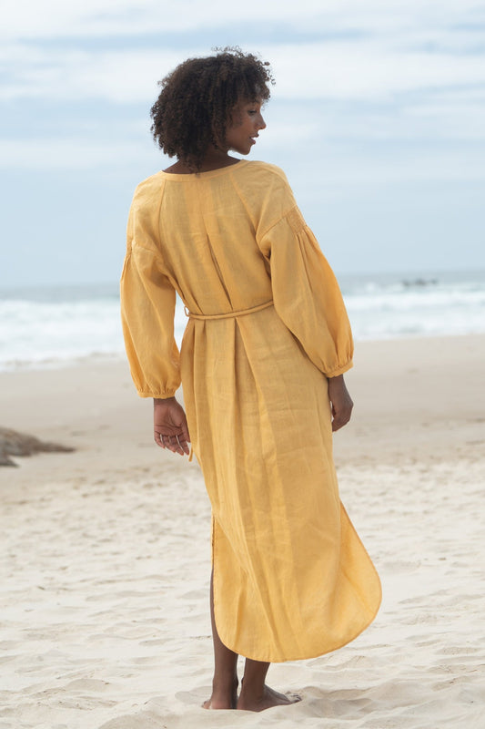 LILLY PILLY Skylar linen dress in Butter