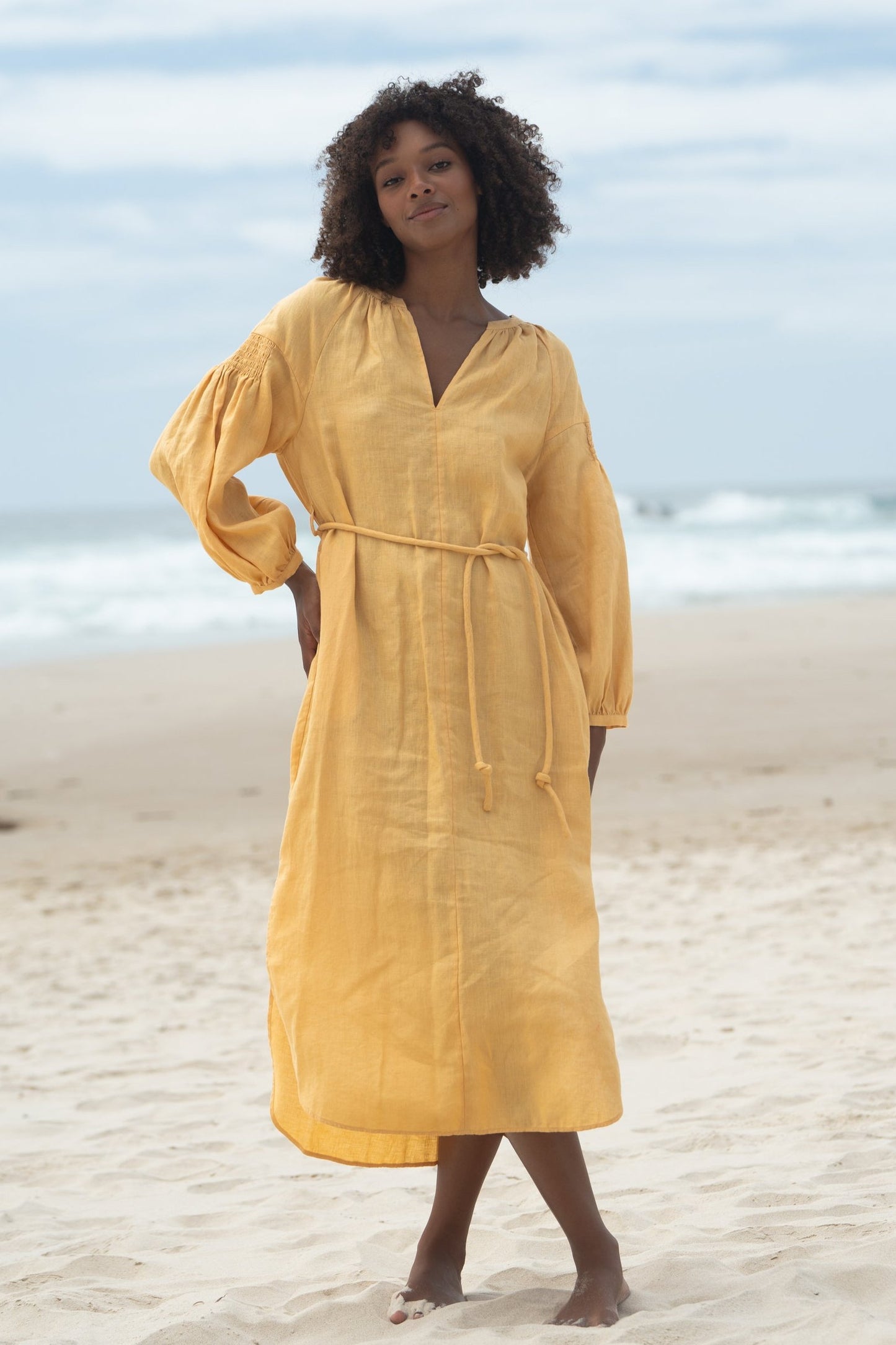 SKYLAR BUTTER LINEN DRESS