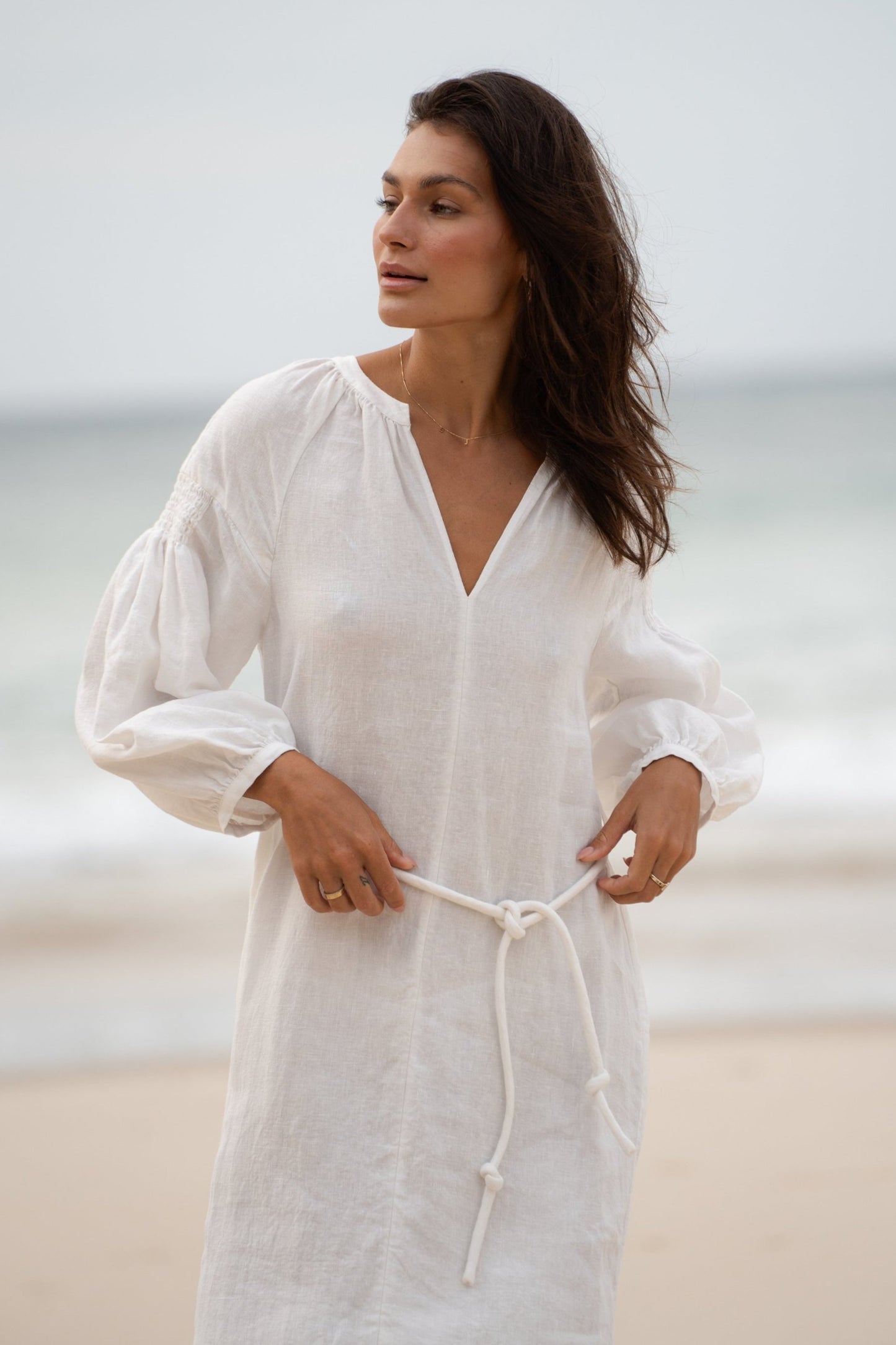 SKYLAR IVORY LINEN DRESS