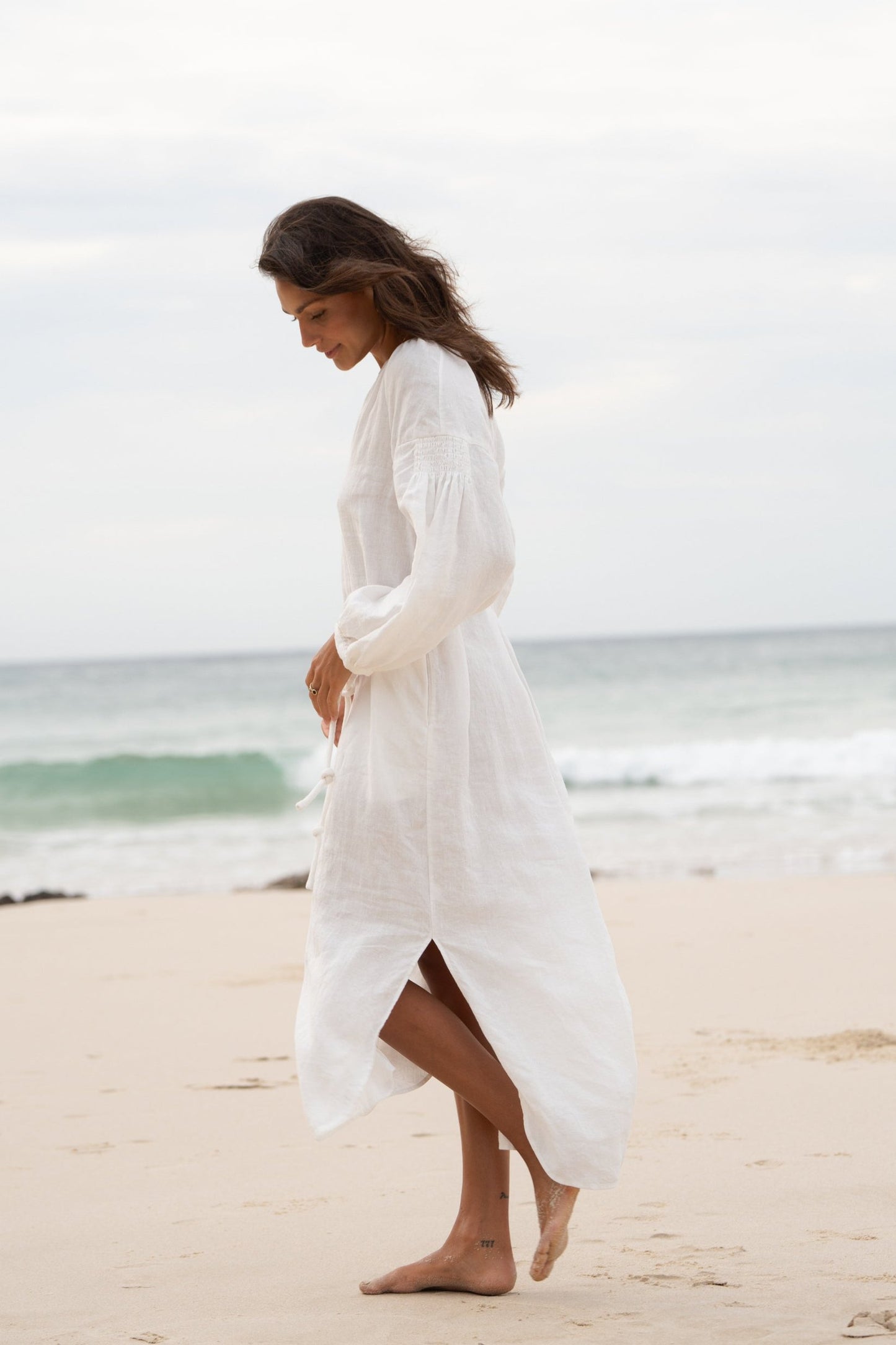 SKYLAR IVORY LINEN DRESS