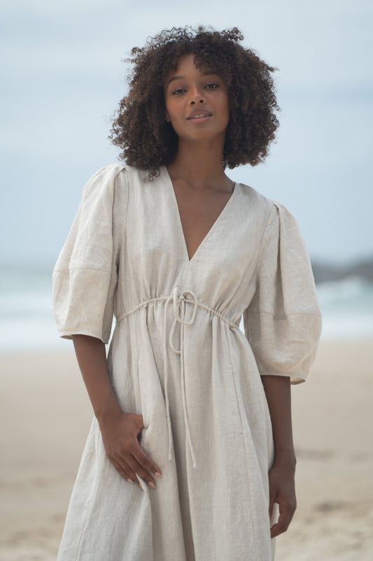 VIDA OATMEAL LINEN DRESS