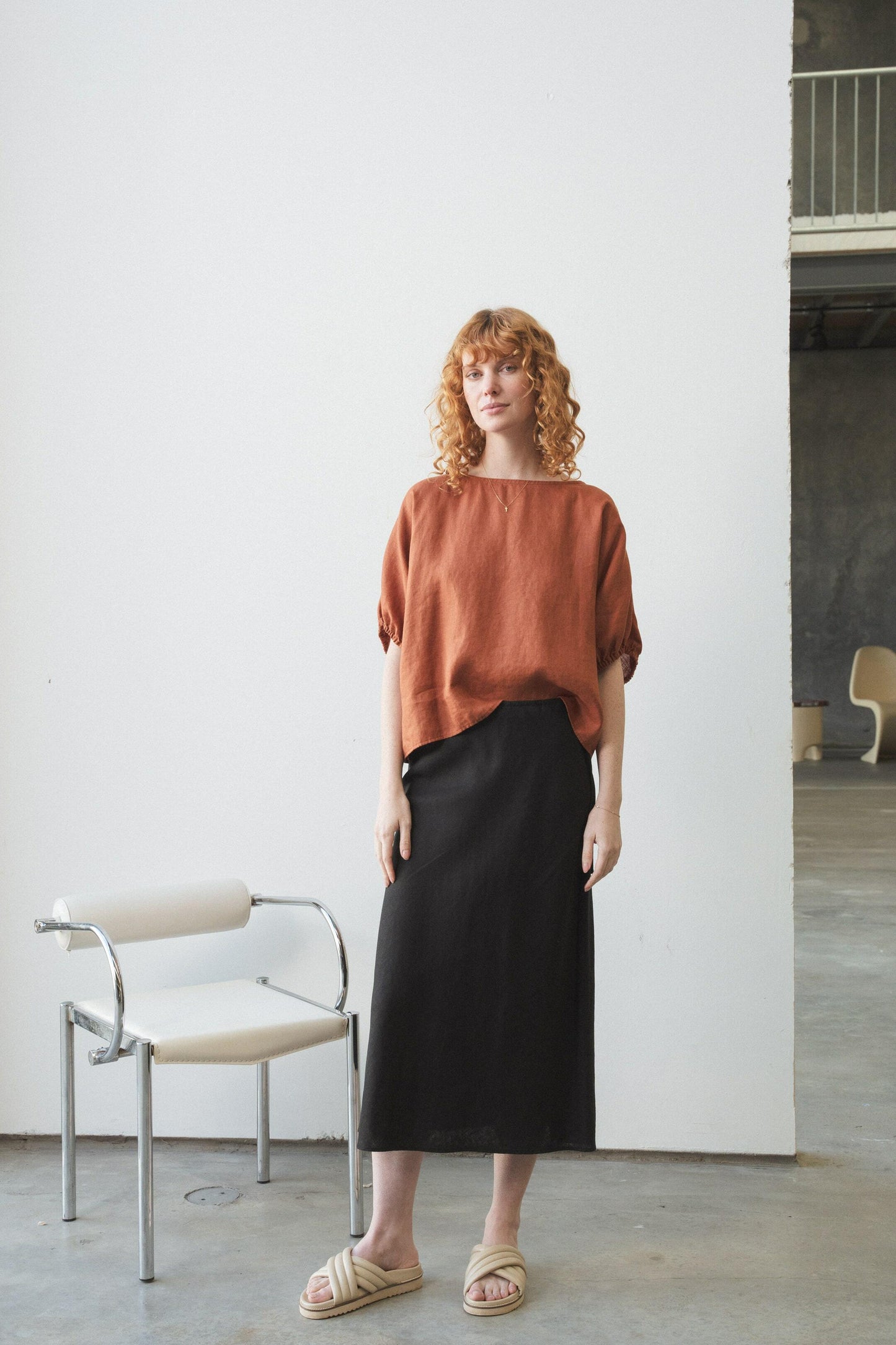 RILEY BLACK BIAS LINEN SKIRT