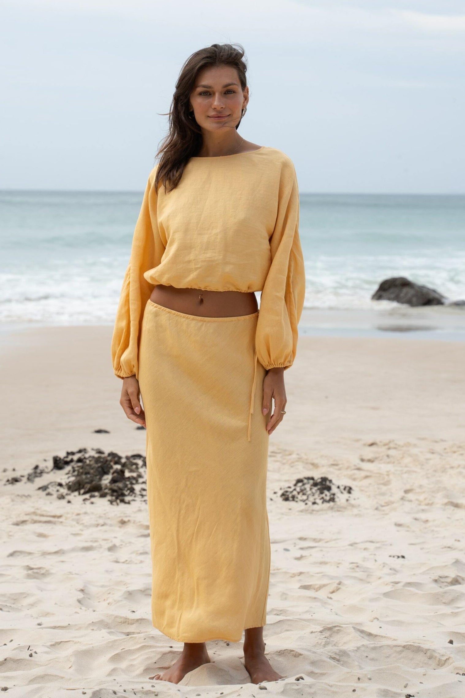 LILLY PILLY Riley linen skirt in Butter