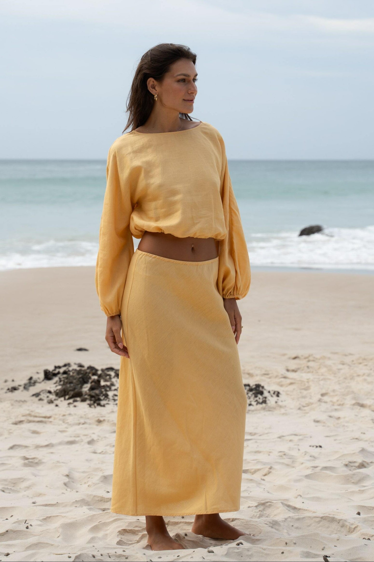 LILLY PILLY Riley linen skirt in Butter