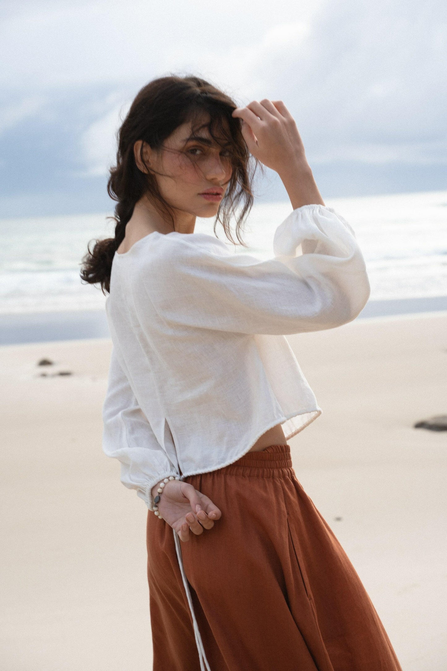 LOUISA IVORY LINEN TOP