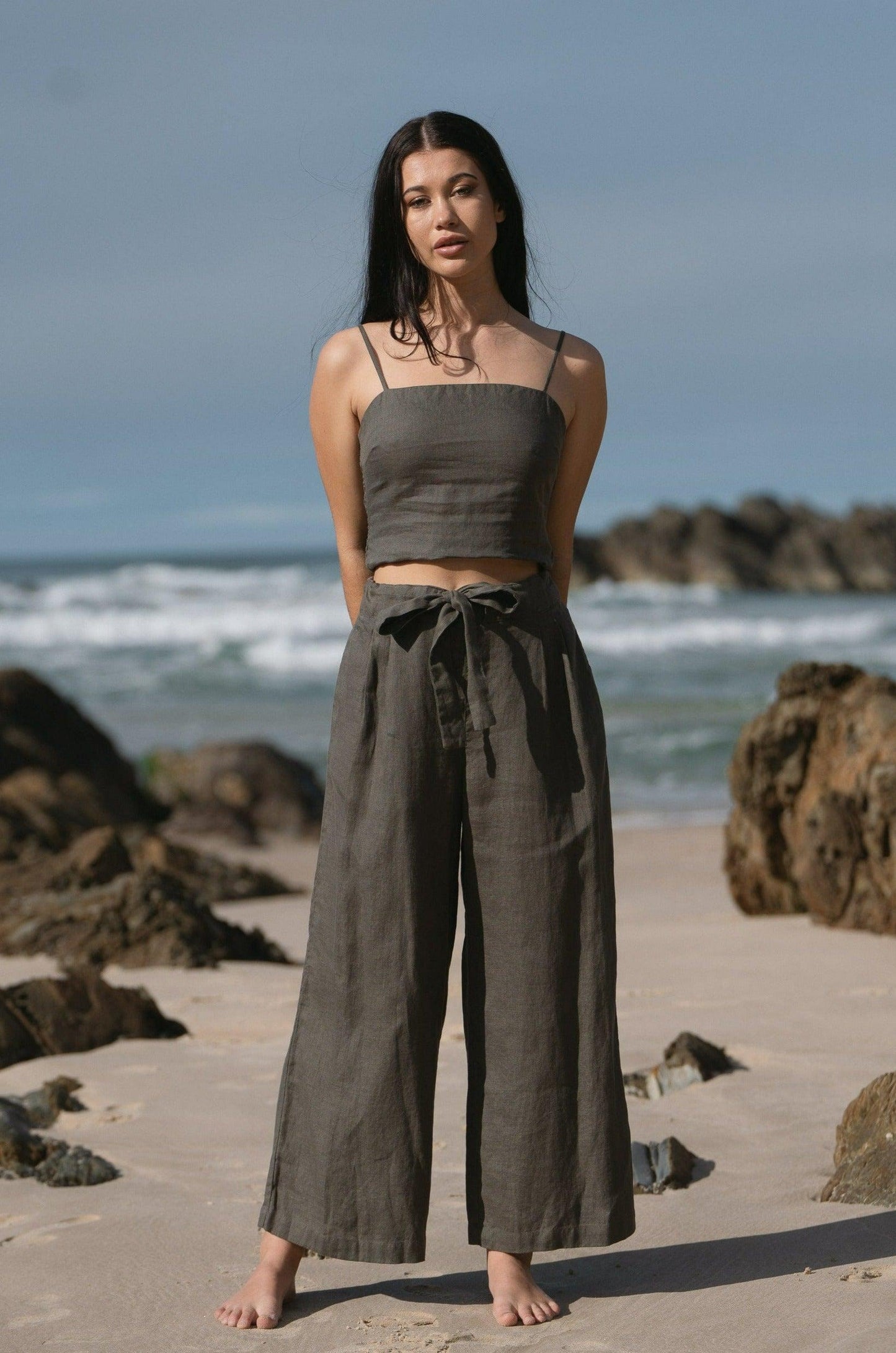 AVA KHAKI LINEN PANTS