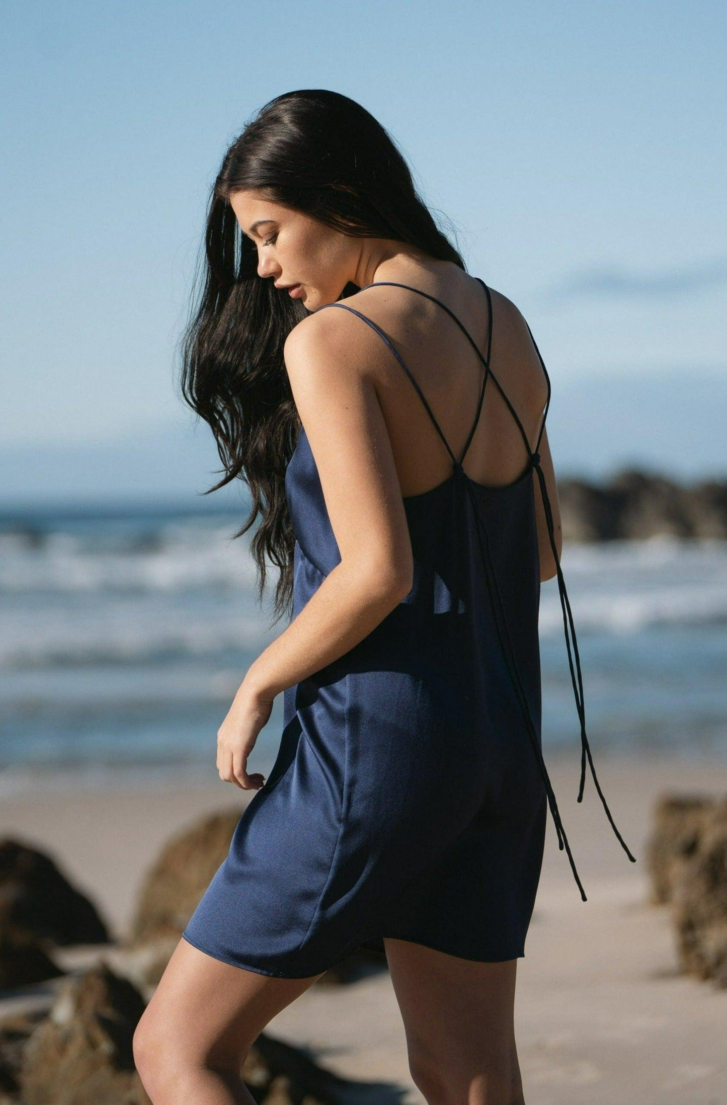 ELLA DEEP BLUE SILK SLIP