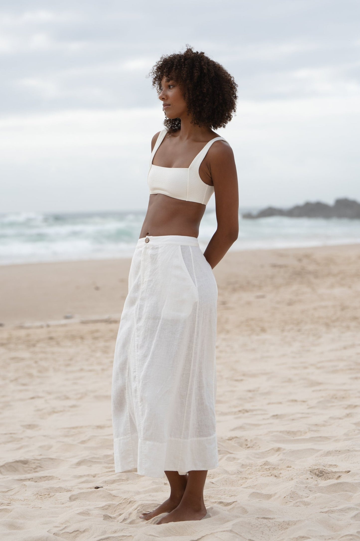 GIA IVORY LINEN SKIRT