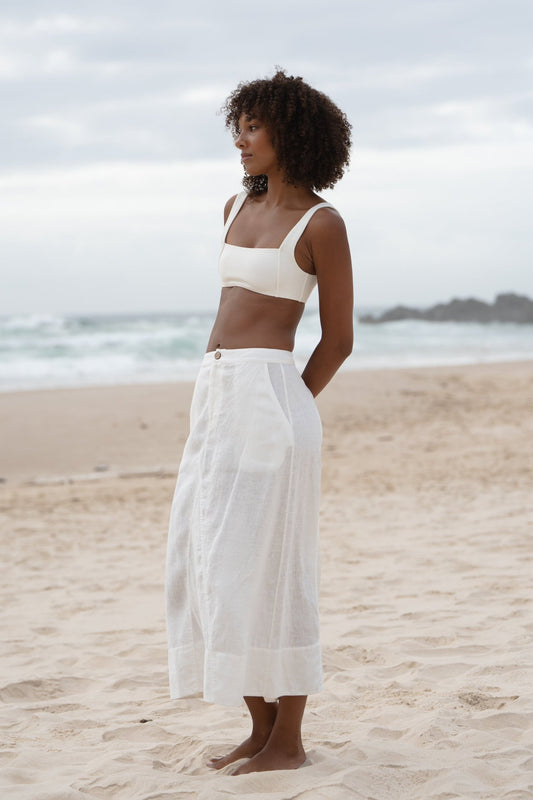 LILLY PILLY Gia linen skirt in Ivory