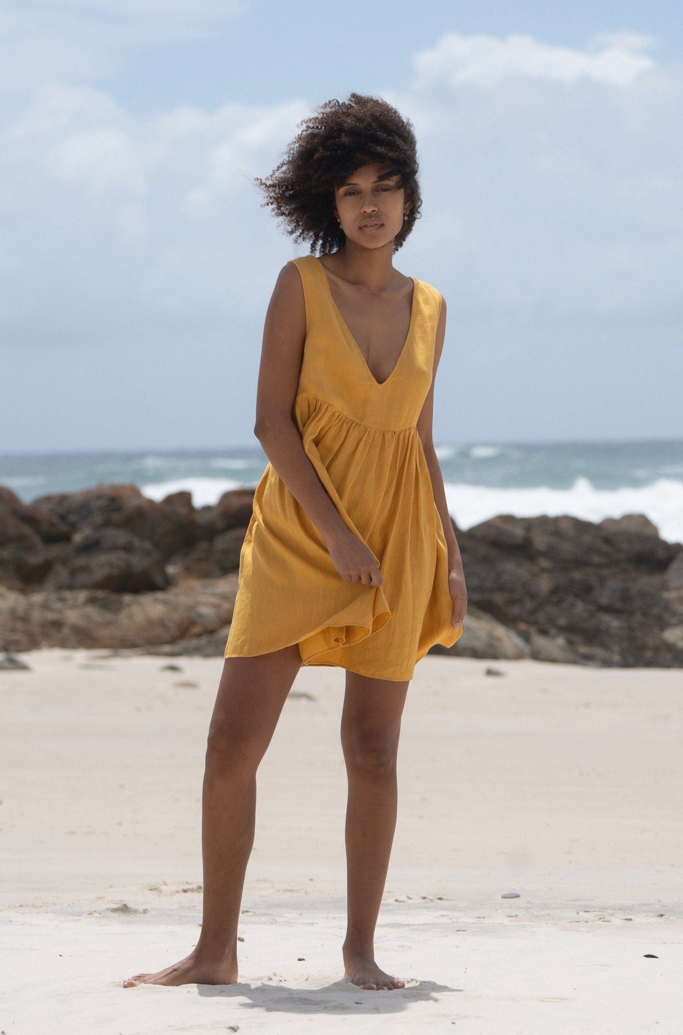 HARPER SUNFLOWER LINEN DRESS