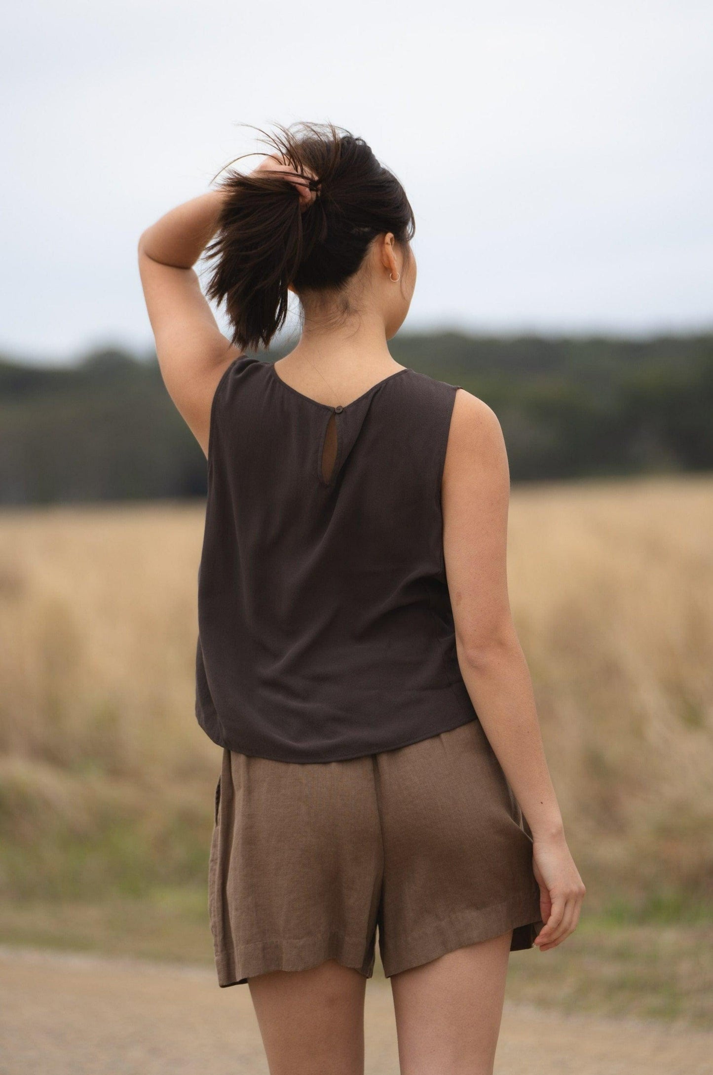 LULU CHOCOLATE SILK TANK