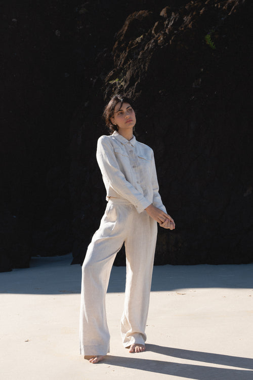 LILLY PILLY Milly linen jacket and Oli pants in Oatmeal
