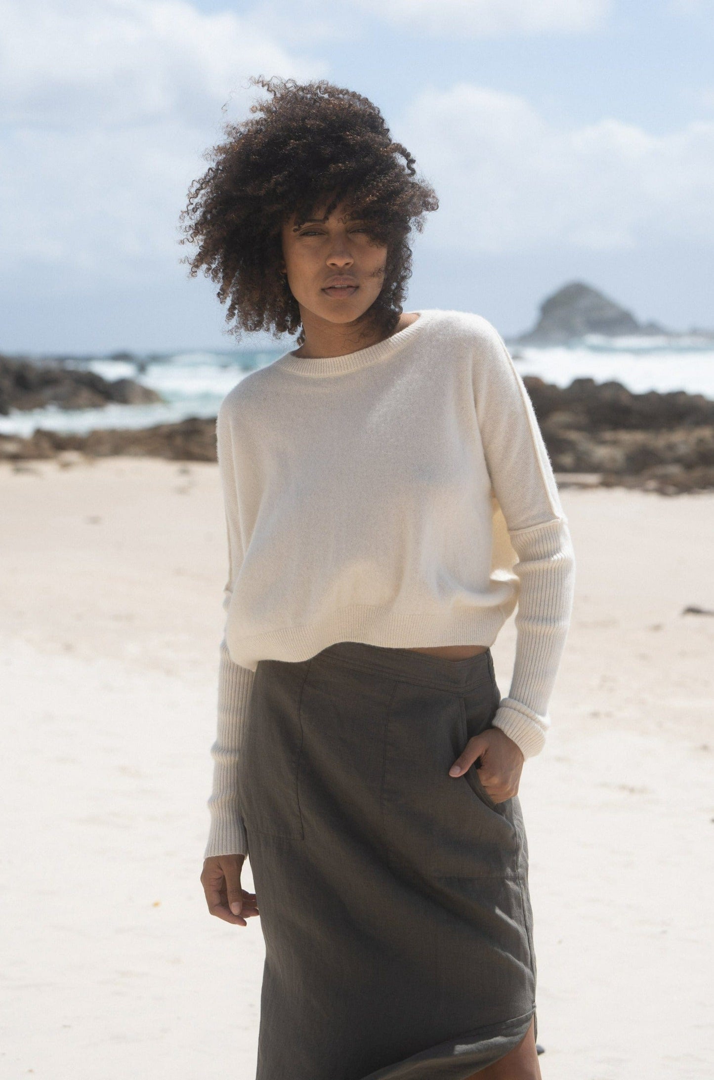 LILLY PILLY Collection NEW Miri Knit made from 100% cashmere in Ivory