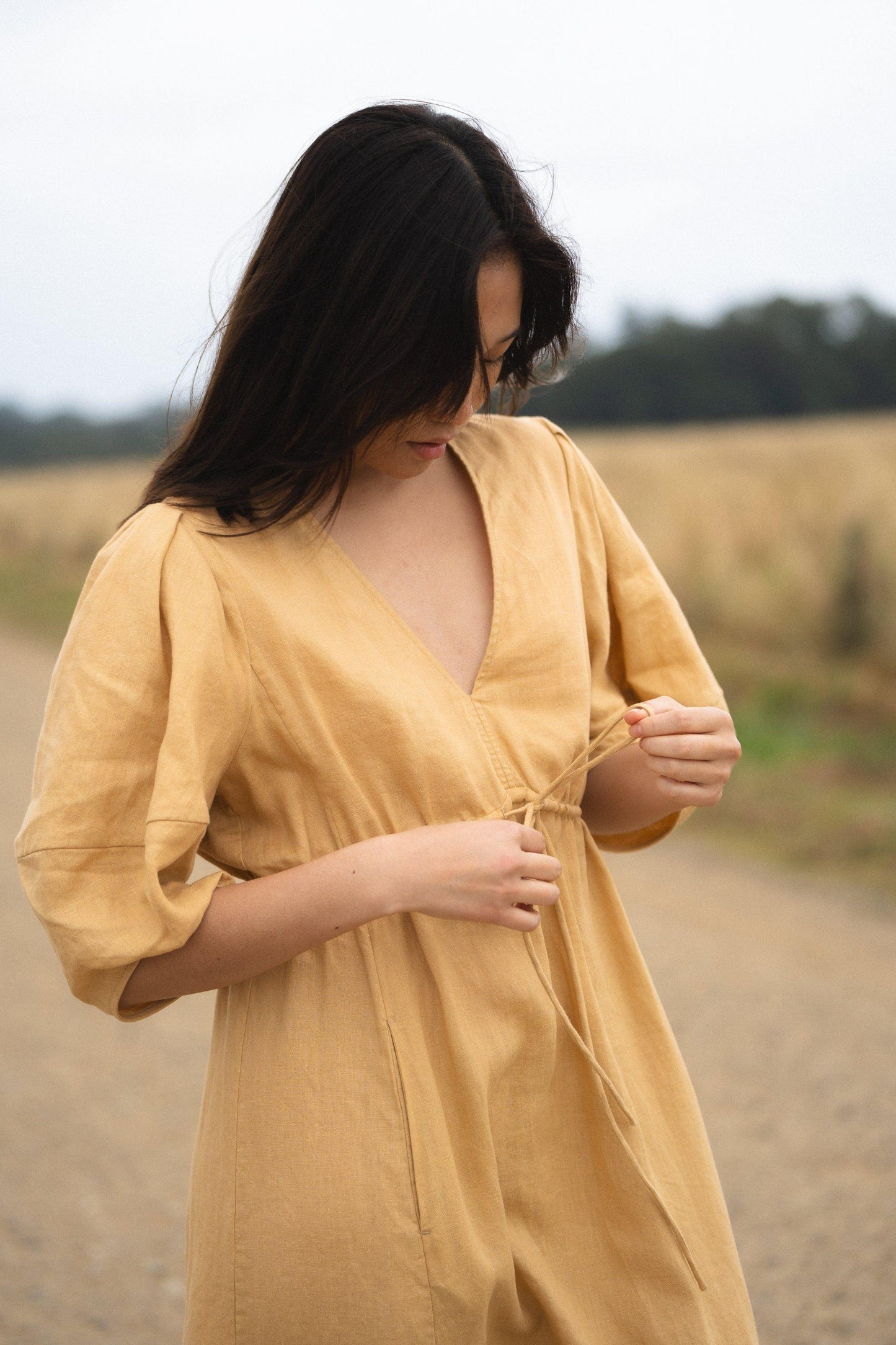 VIDA SAND LINEN DRESS