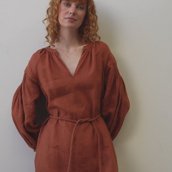 LILLY PILLY Skylar linen dress in Cajun