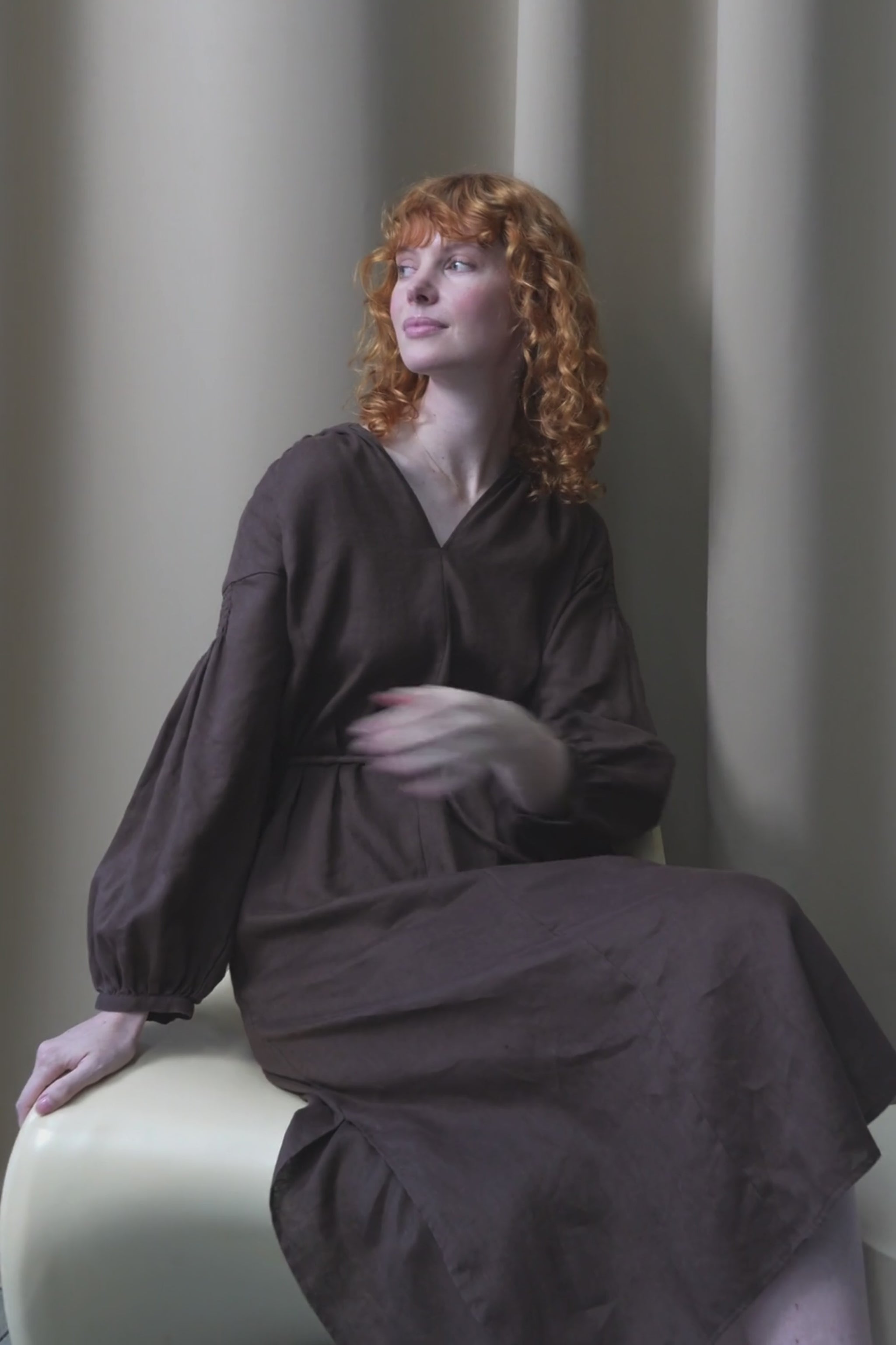 LILLY PILLY Skylar linen dress in Chocolate